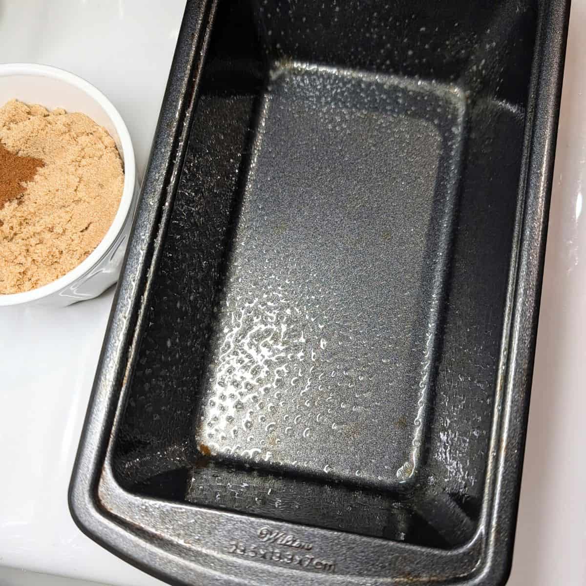 A greased loaf pan.