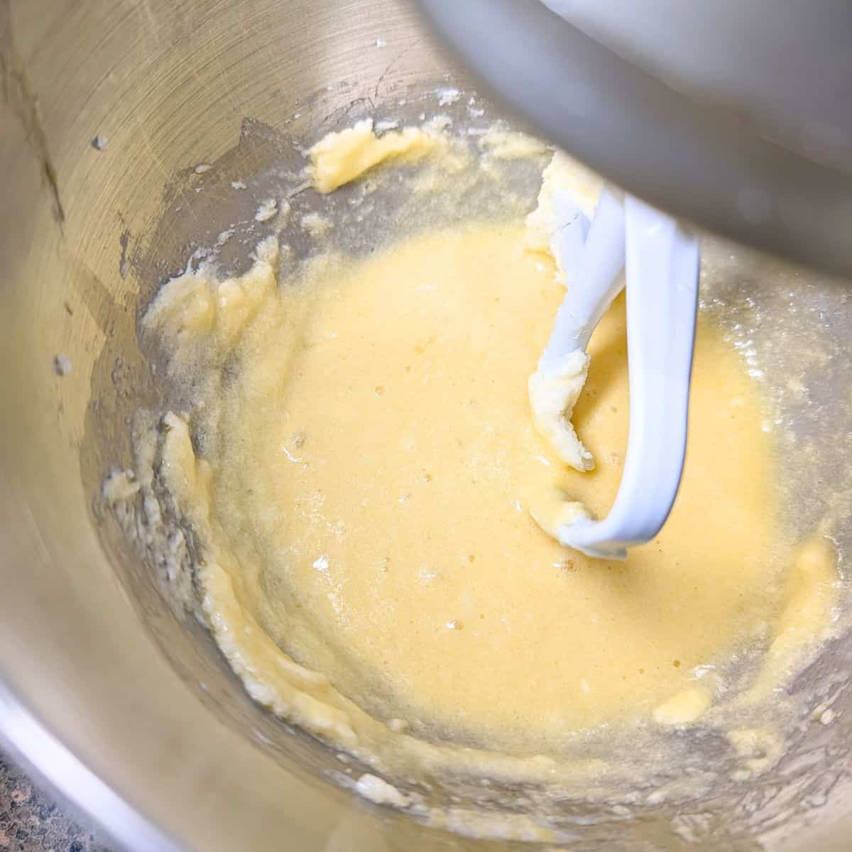 Mixed ingredients in a mixing bowl.