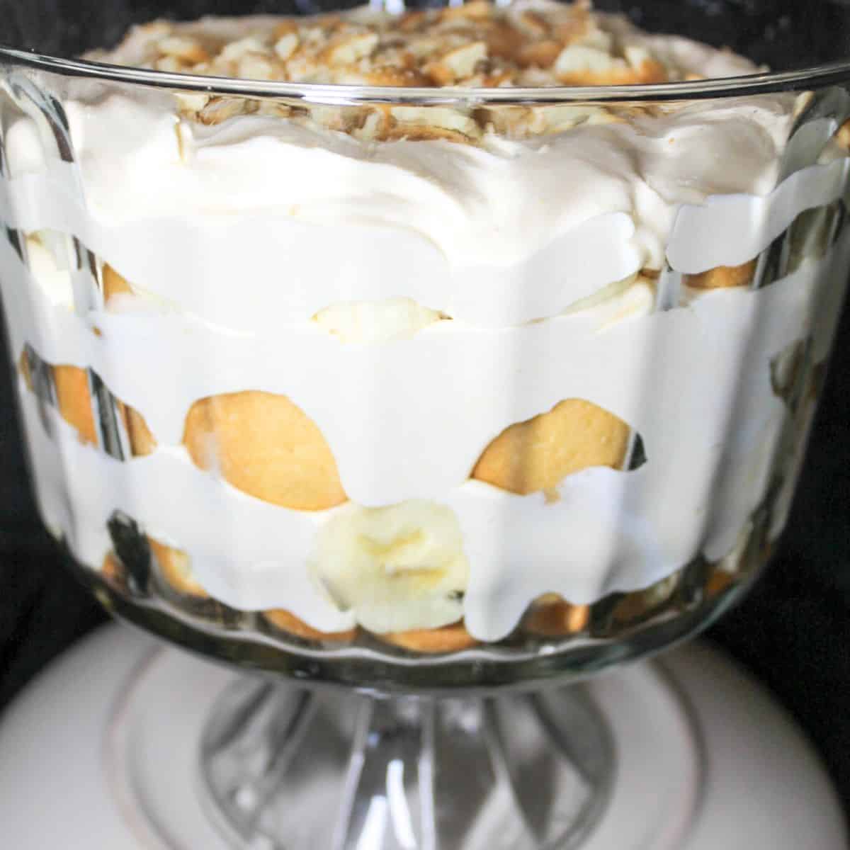 The completed recipe in a trifle bowl.