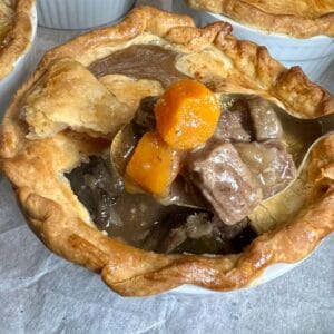 Beef Pot Pie on a baking sheet.