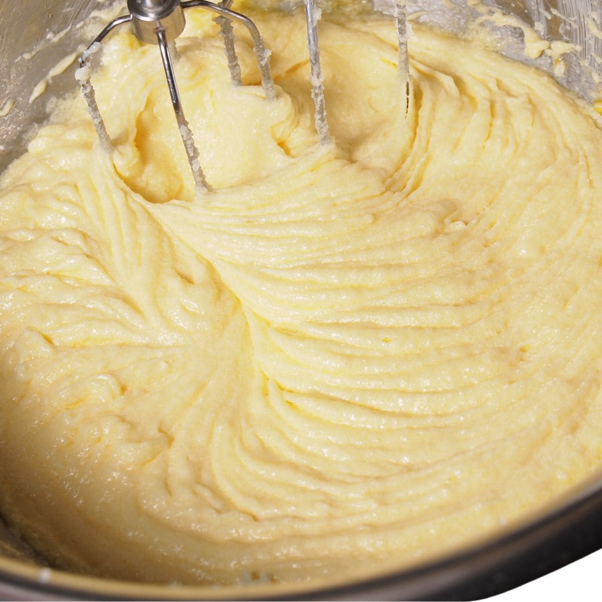 The wet cookie ingredients in a mixing bowl.