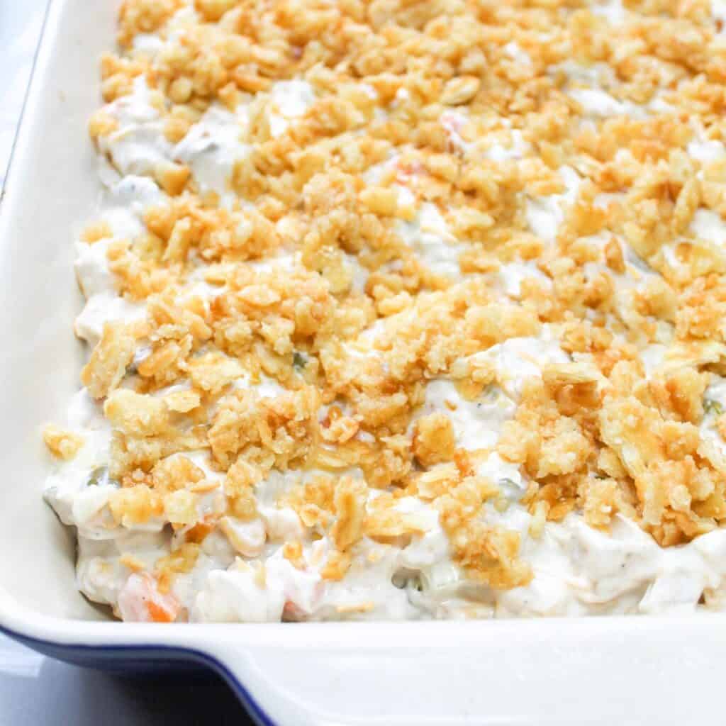 A casserole in a baking dish.