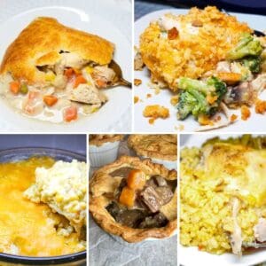 Multiple casserole recipes ready to eat.