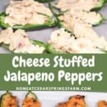 Cheesy Stuffed Jalapenos on a baking sheet and white serving dish.