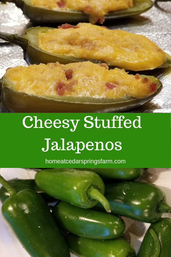 Cheesy Stuffed Jalapenos with text overlay.