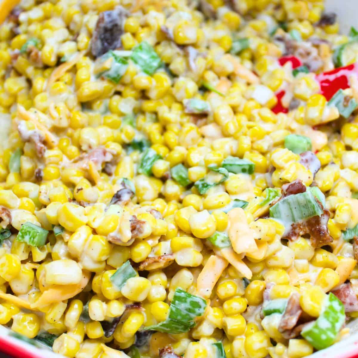 Mixed corn salad in a bowl.
