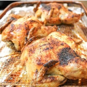 Butter roasted Cornish hens fresh from the oven.