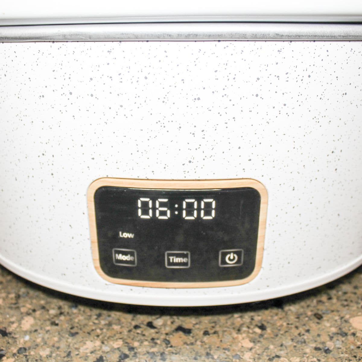 A crock pot set to low for 6 hours.