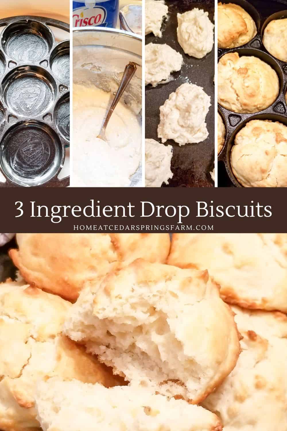 Step for How to Make Drop Biscuits with text overlay.