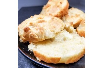 3 ingredient drop biscuits on a black plate.