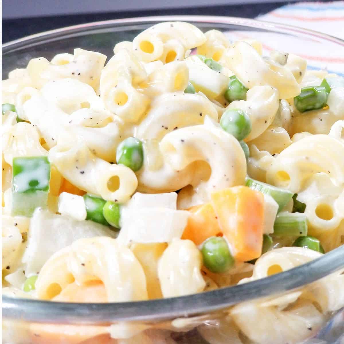 Old Fashioned Southern Macaroni Salad with Peas and Cheese