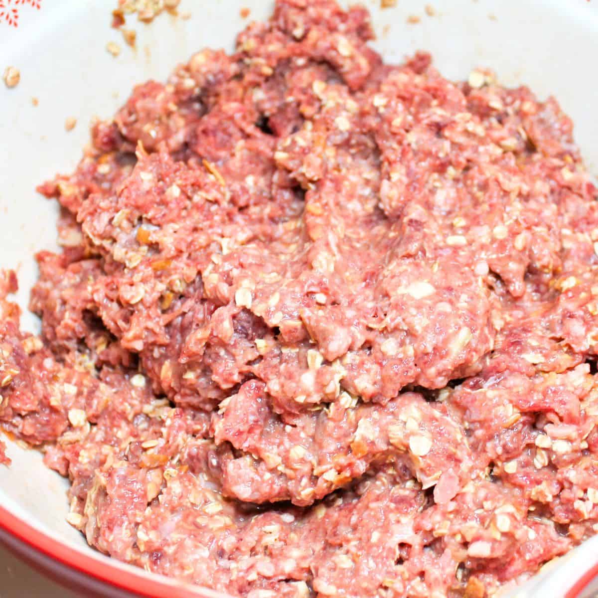 Meatloaf ingredients in a bowl.