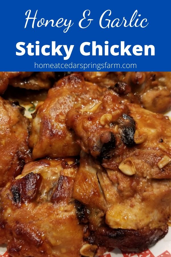 Pan Cooked Sticky Chicken with text overlay.