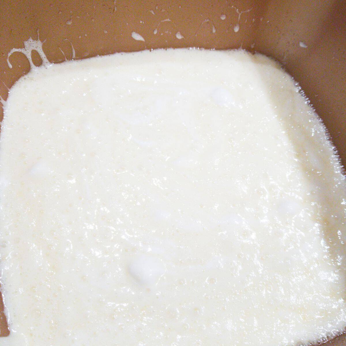 Melted marshmallows in a pot.