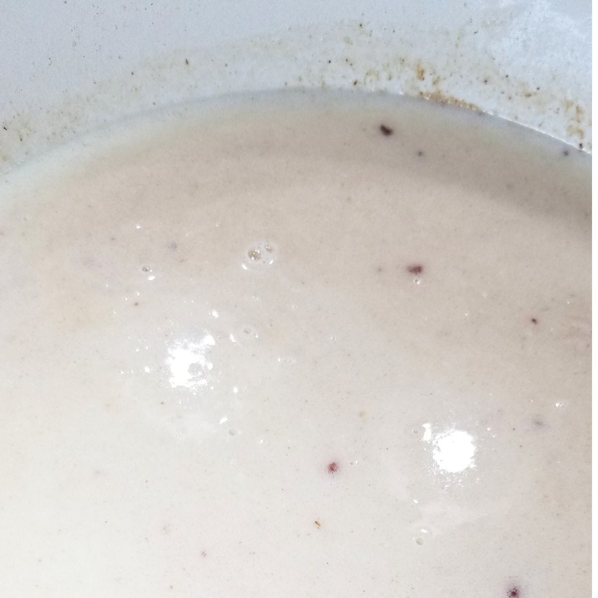 Liquid added to the soup pot.