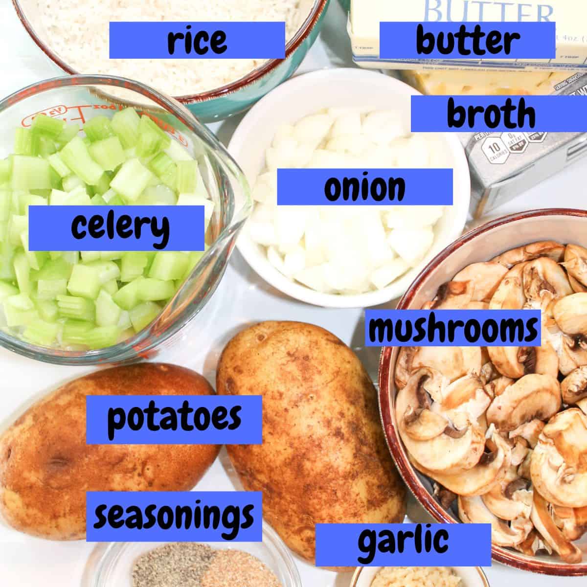 Ingredients needed for rice stuffing.