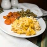 Homemade Chicken Rice-A-Roni casserole served with vegetables.