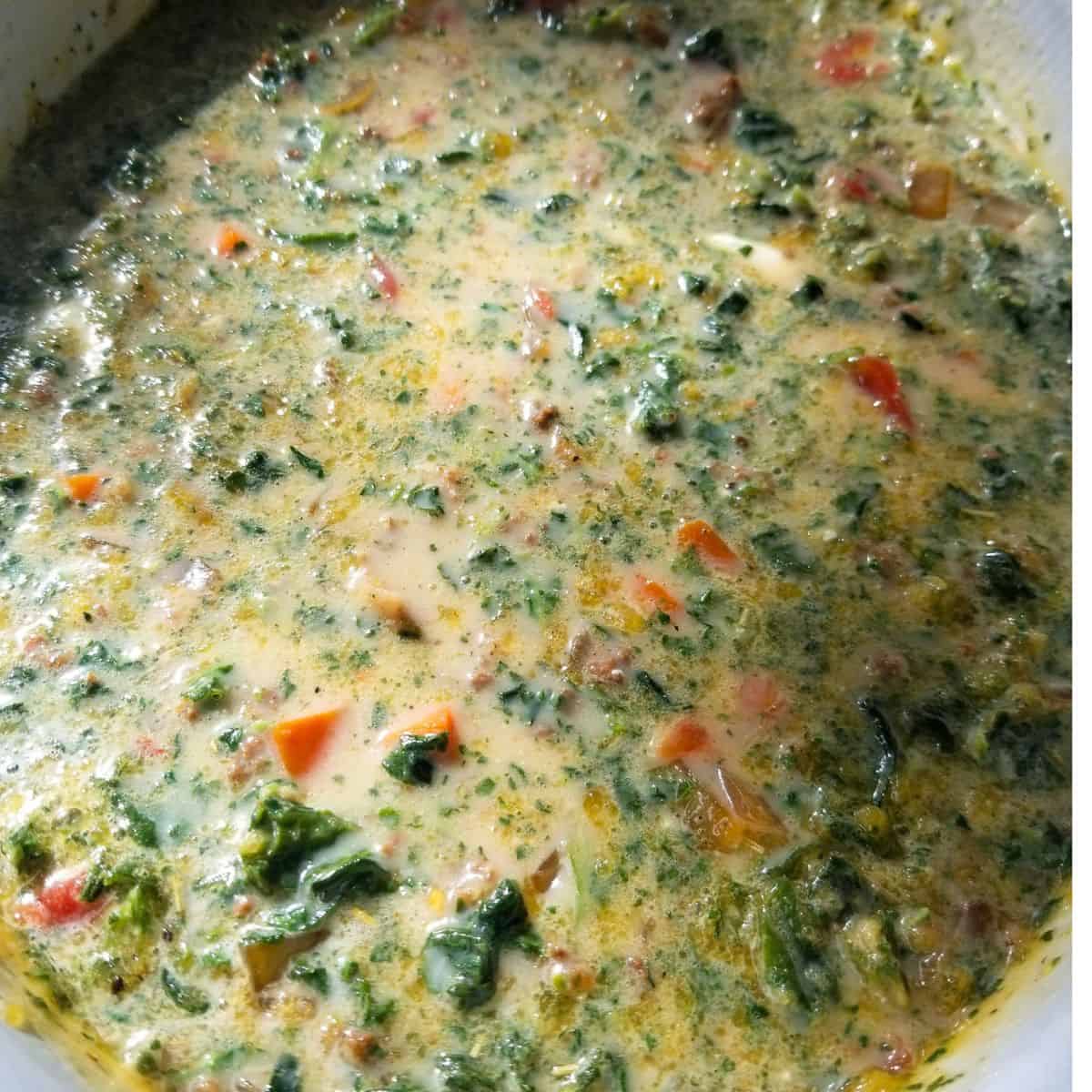 Adding the ingredients to the crockpot.