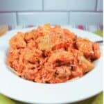 Sausage Tortellini Skillet in a white bowl.