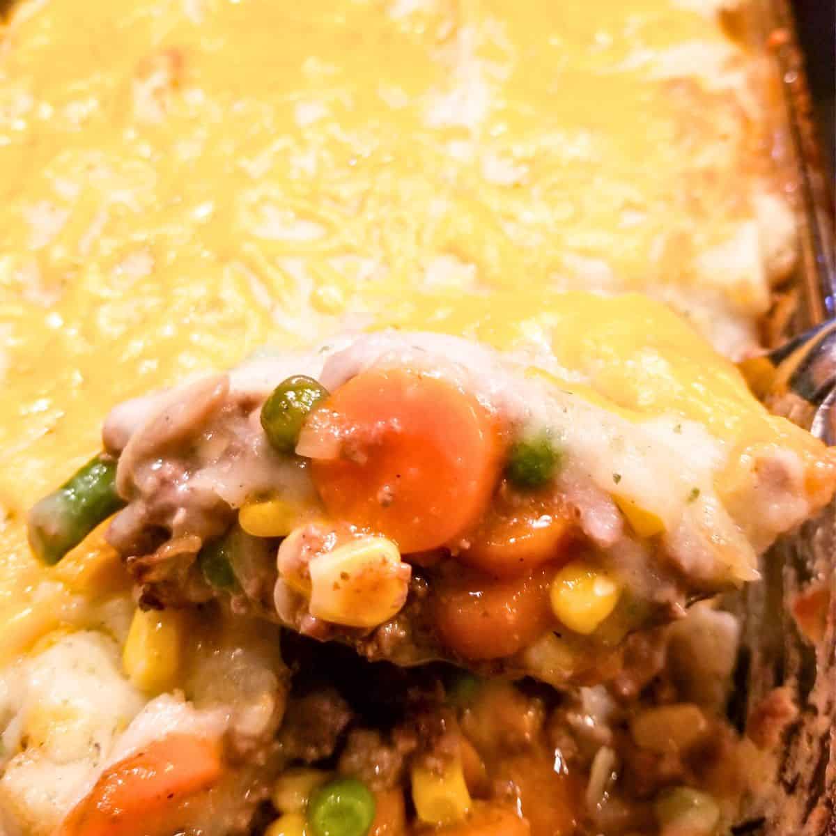 The finished recipe in a baking dish.