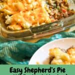 Shepherd's pie in a baking dish.
