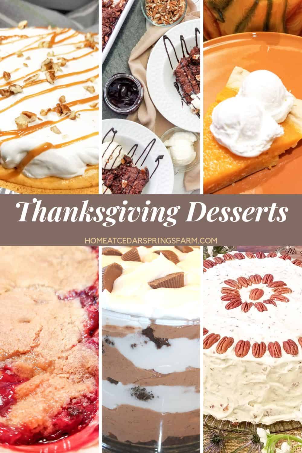 Pictures of Thanksgiving Desserts with text overlay.