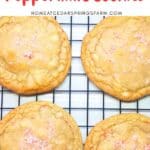 Peppermint cookies on a baking rack with text overlay.
