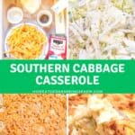Steps shown for making cabbage casserole.