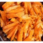 Cooked candied sweet potatoes.