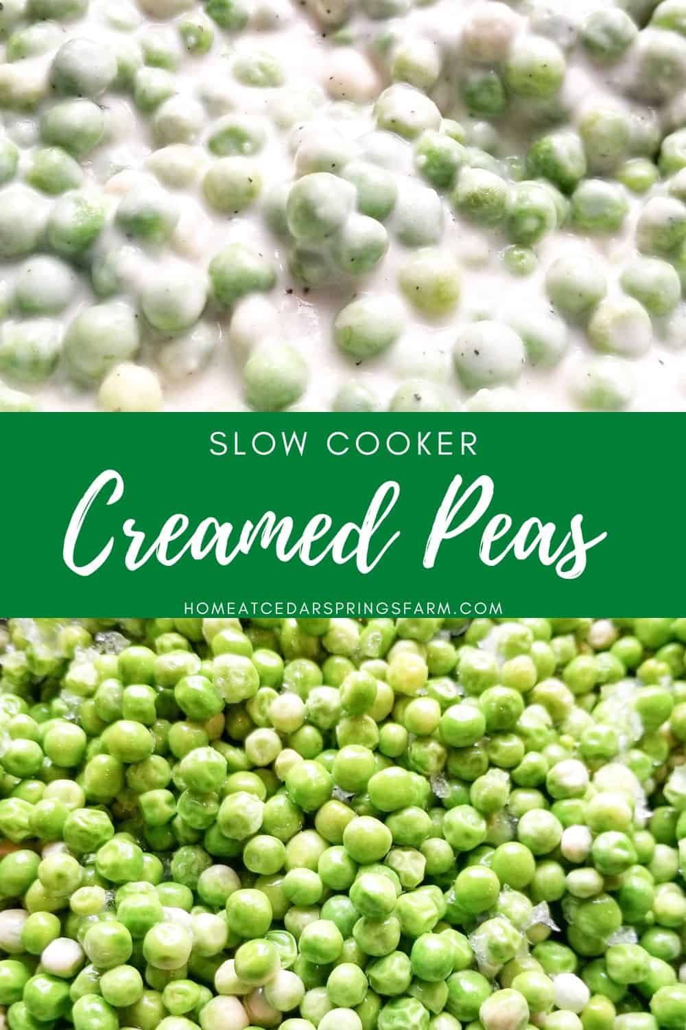 Creamed Peas before and after pictures with text overlay.