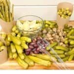 Quick Pickle Charcuterie Board with a variety of pickled items