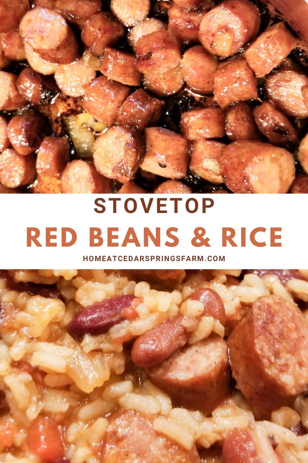 Red beans and rice picture with overlay text