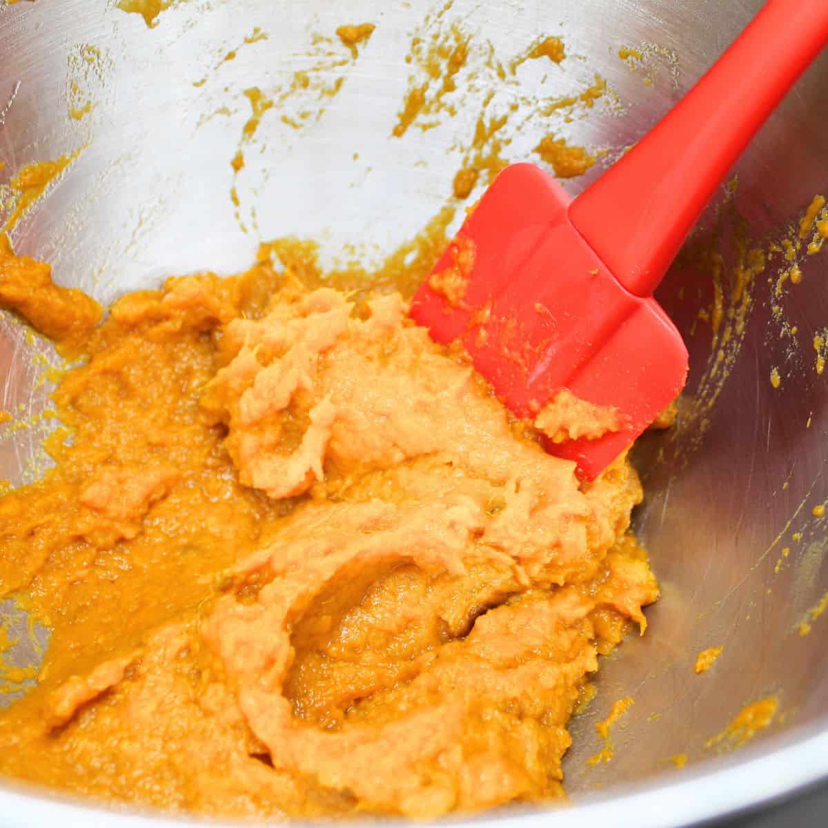 Creamed sweet potatoes in a bowl.