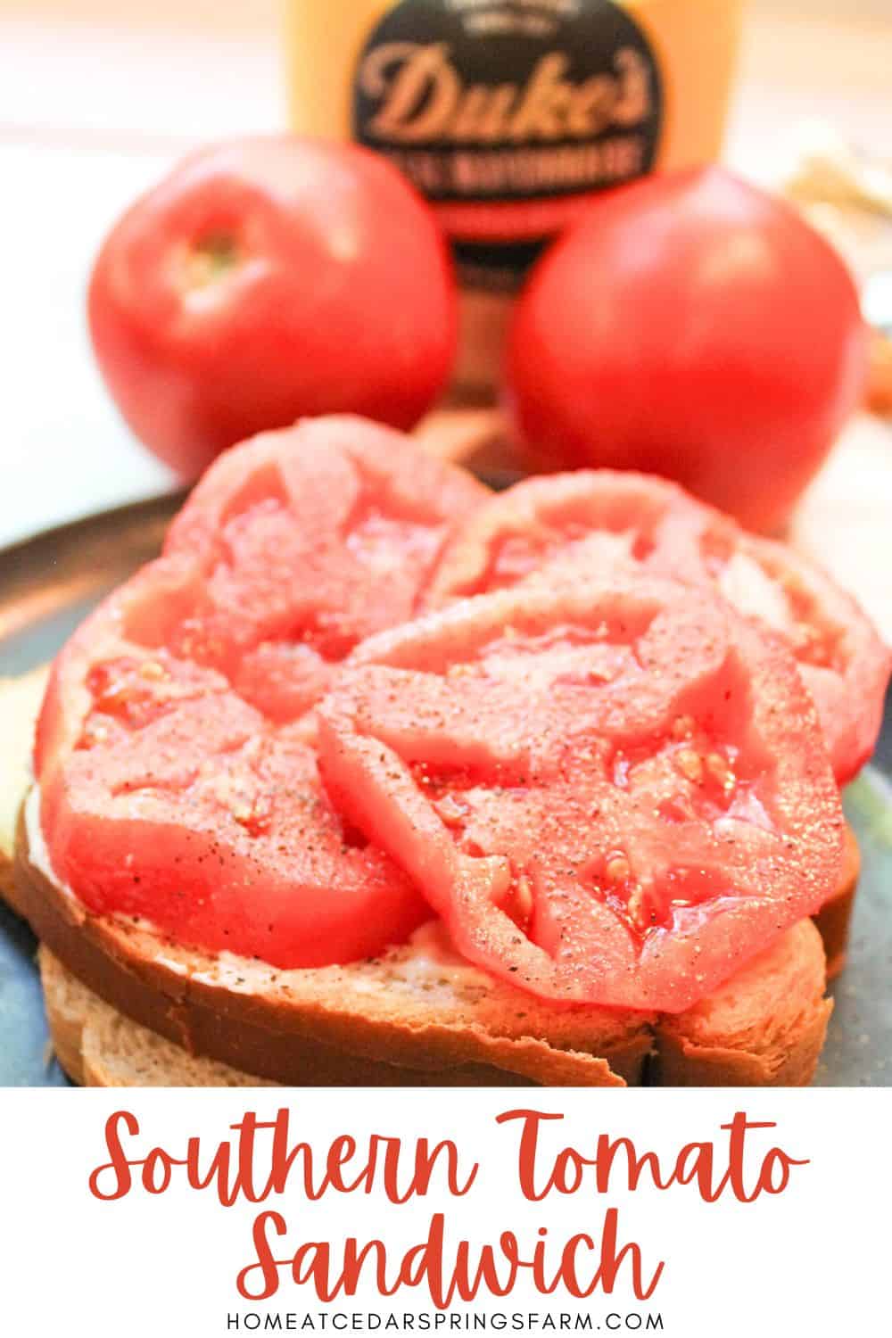 How to make a classic tomato sandwich on a plate with tomatoes and mayonnaise in the background.