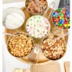 Easy Trail Mix Bar ingredients in silver buckets.
